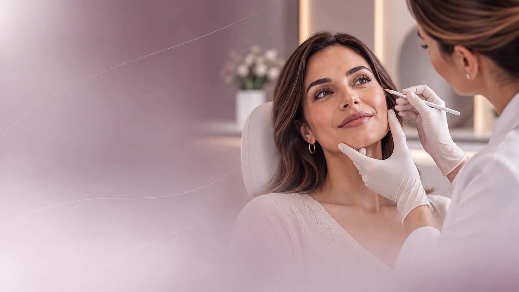 Aplicação de bioestimulador de colágeno para firmeza da pele facial